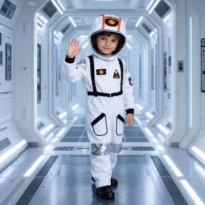 Space Theme Child Astronaut Jumpsuit Costume Dress Up Halloween Costume Space Themed Party