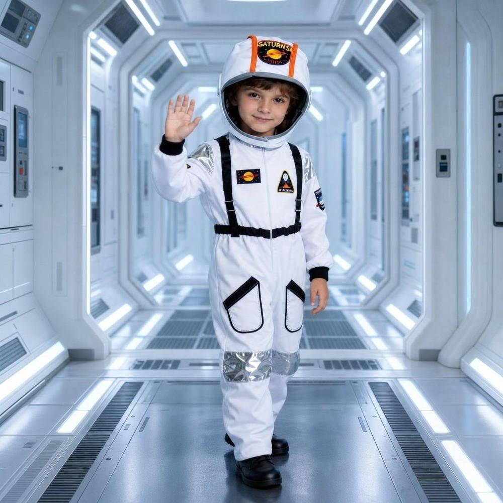 Space Theme Child Astronaut Jumpsuit Costume Dress Up Halloween Costume Space Themed Party