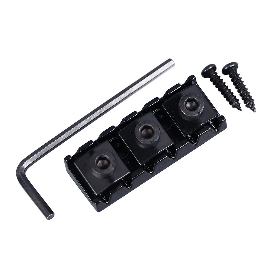 Electric Guitar Nut 42mm Length Metal Guitar String Locking Nut with Screws and Wrench