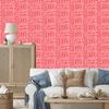 Polynesian Geometric Pattern Wallpaper Coral and Red 50x1000