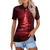 Women's Fashion Casual Lapel Short Sleeve Print Shirt Women's Button Up Tops