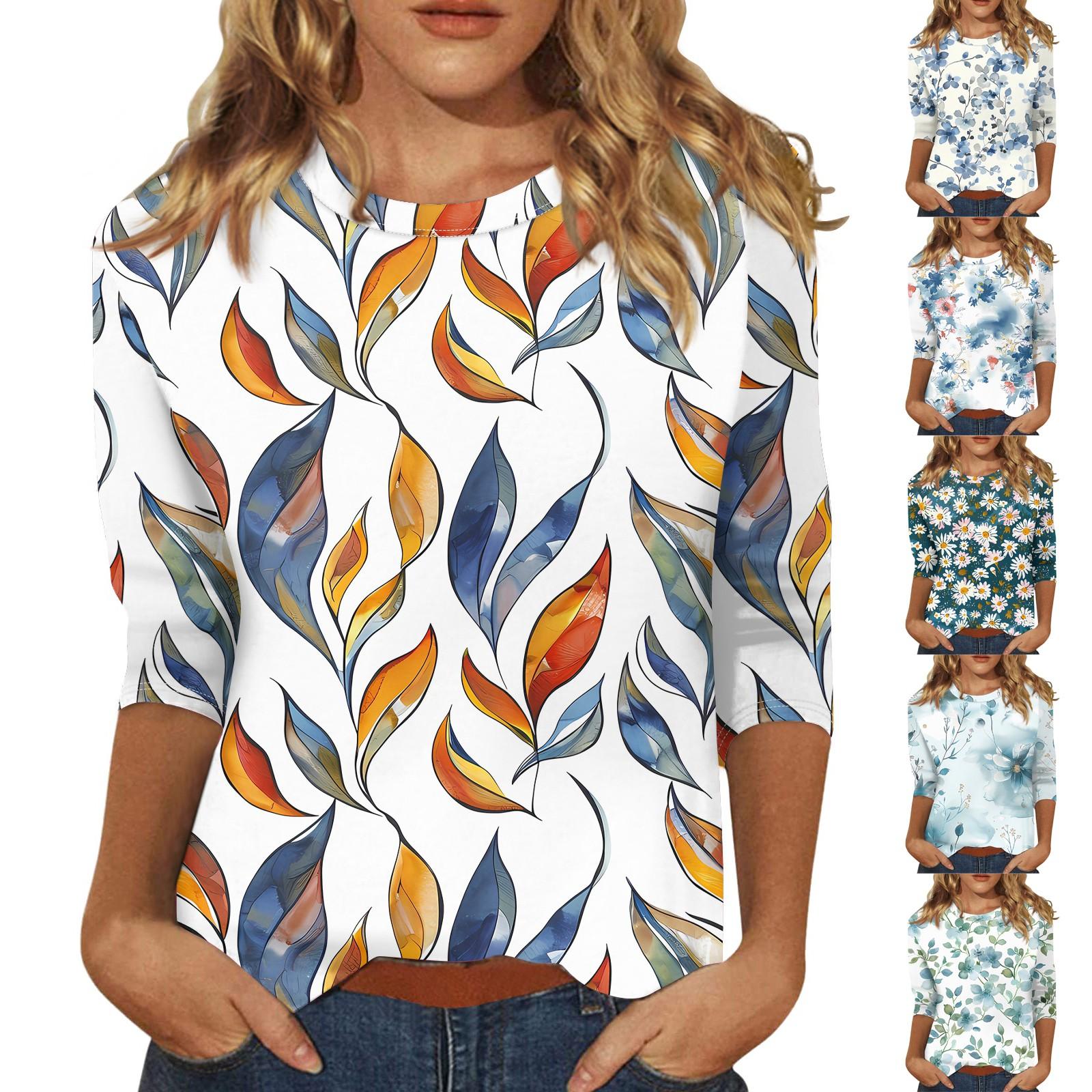 

Женский модный повседневный пуловер с воротником три четверти и принтом L синий