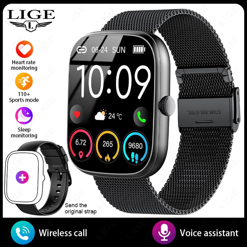Smart Watch For Android iOS 1.96" Smartwatch Answer Make Call Waterproof Sports Fitness Tracker Heart Rate Sleep Monitoring