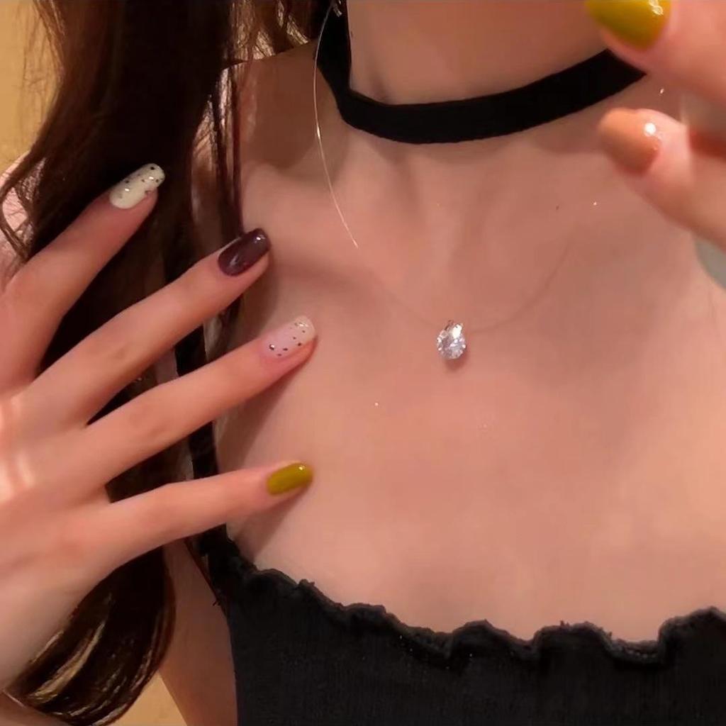 Mermaid's Tears: Elegant Zircon Necklace with Invisible Fish Line for Women