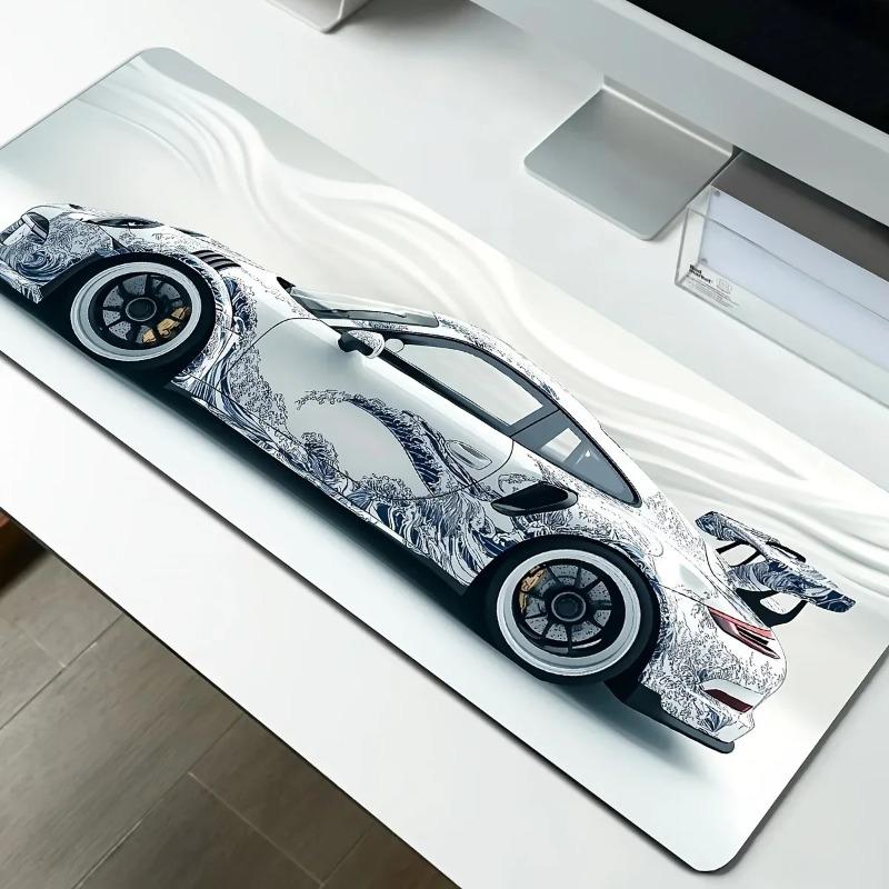 Large White Sports Car Design Mouse Pad Gaming Anti-Slip Rubber Base Desk Mat Gamer Office Laptop Computer Accessories Carpet