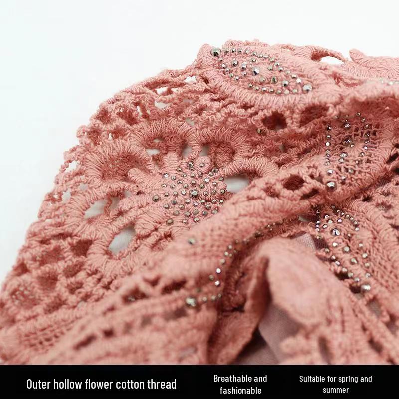 Baotou-Hut mit Blumenmuster und Punkten für Damen im Frühling und Sommer – leicht, doppellagig zum Abdecken grauer Haare