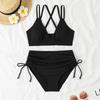 Damenmode High-Waist Push-Up Zweiteiliger Badeanzug