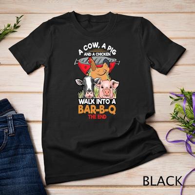 Lustiges BBQ Smoker Kuh Schwein Und Ein Huhn Grillen Unisex T-Shirt