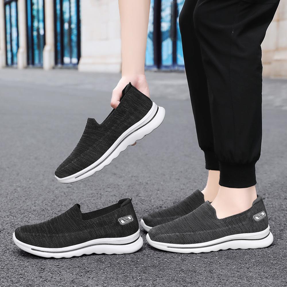 Pánské letní ležérní tenisky protiskluzové prodyšné pletené vycházkové boty nízké lehké mokasíny pracovní obuv pro muže pohodlné běžecké boty