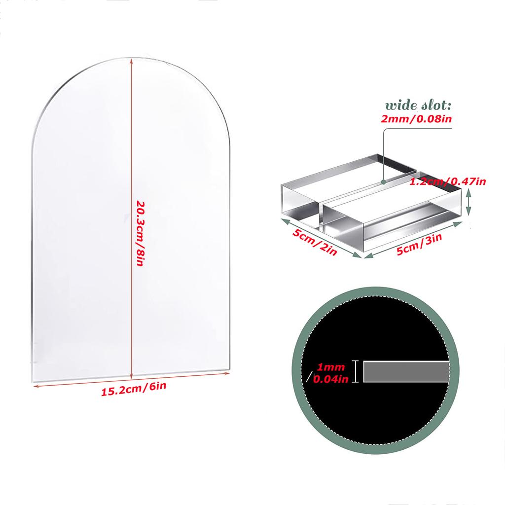 Arched Acrylic Signs with Stand Blank Clear/Frost Acrylic Table Number With Stand, DIY Wedding Decoration Menu Bar List Sign