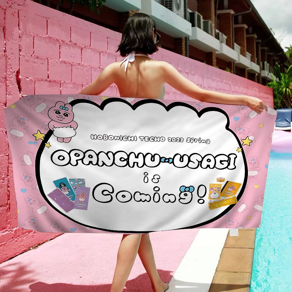 Cute cartoon pink O-Opanchu U-Usagi Microfiber Blanket Quick Drying Beach Towels Oversized Printing Super Absorbent Pool Towel