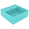 VidaXL Lavabo Carré de Luxe à Trop-plein Vasque à Poser de Toilette Lave-mains de Salle de Bain Salle Cosmétique Vert Clair 146947