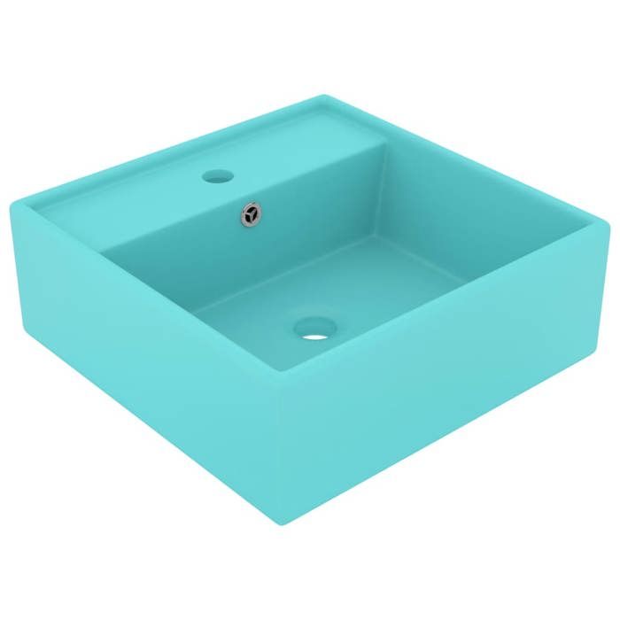 VidaXL Lavabo Carré de Luxe à Trop-plein Vasque à Poser de Toilette Lave-mains de Salle de Bain Salle Cosmétique Vert Clair 146947