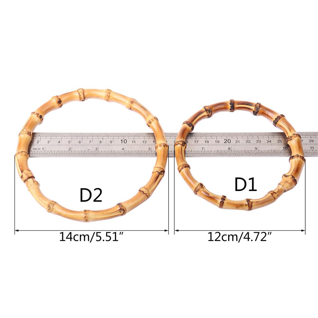 Bambus Taschengriff Praktischer Flacher Runder Geldbörsengriff Handtaschengriff Ring DIY Taschenersatzzubehör für Frauen Mädchen