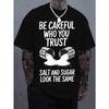 European Sizes Men'S  Black Graphic T-Shirt - Soft Breathable Loose Fit Streetwear Tee with Salt & Sugar Design, Round Neck Short Sleeve Casual Top