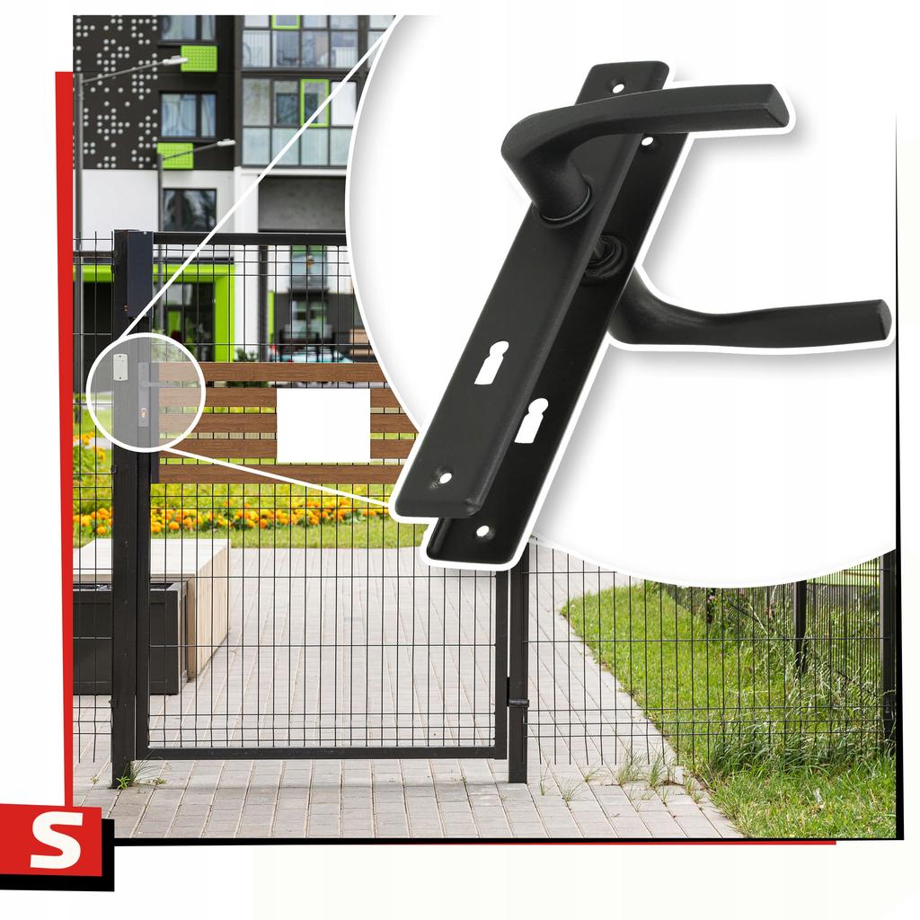 Gate Handle Long Plate Nati 72mm Black Key