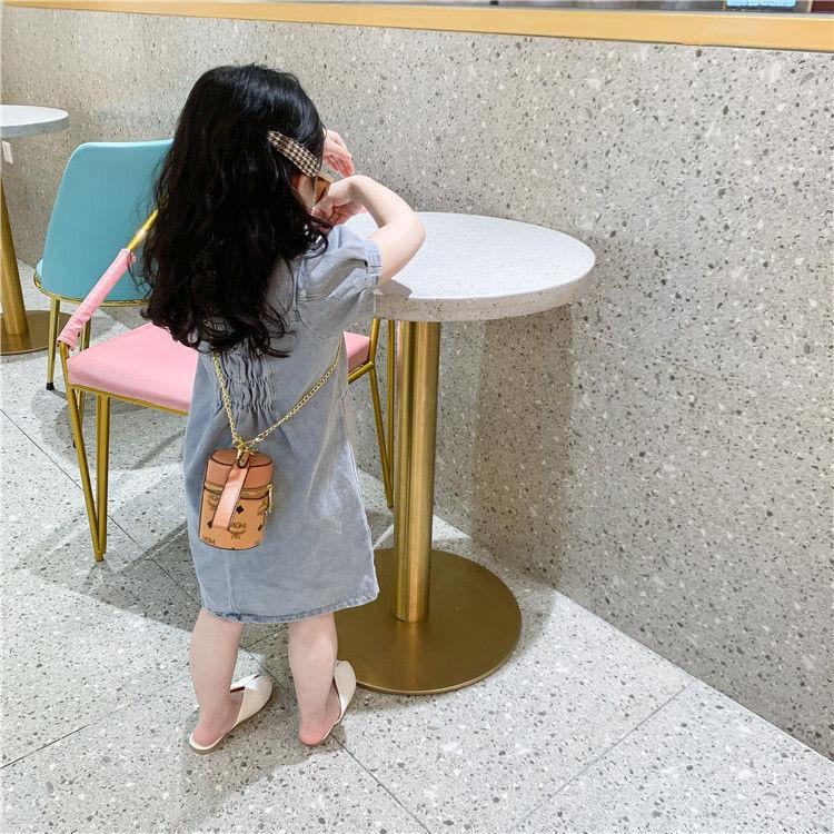 Mode Mädchen Denim Kleid Ins Stil Kinder A-Linie Kleid Casual Kleid