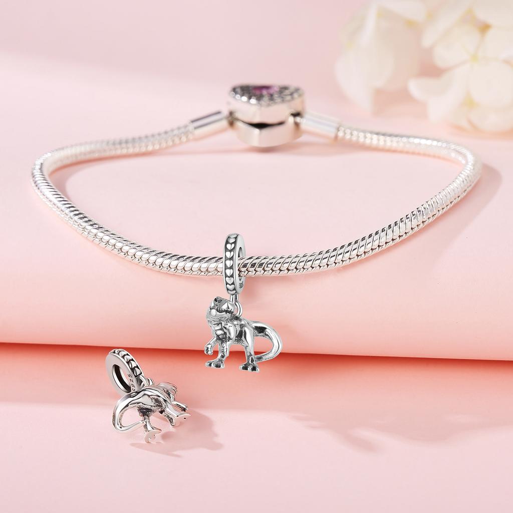 Authentic Original Copper Metal Charm Bead Components Luxury Tyrannosaurus Rex Animal Pendant Bead Component Bead Components Compatible With Bracelet