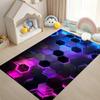 3D Modern Geometric Gaming Room Rug Neon Light Effect Large Carpet Non Slip Mat Carpet for Esports Room Man Bedroom Cool Decor
