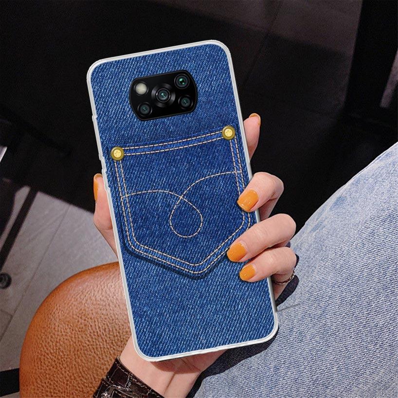Jeans Cowboy Denim Printed Phnoe Case for Xiaomi Poco X5 X6 X7 Pro X4 Gt F7 Ultra M8 M7 Redmi 15C 15 13C 13 12C 12 Unique Cover