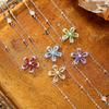 Summer Cherry Blossom Crystal Stone Jewelry S925 Sterling Silver Bracelet Natural Crystal