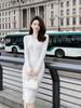 Elegant Slimming V-Neck Wool Knit Dress - French Retro Style