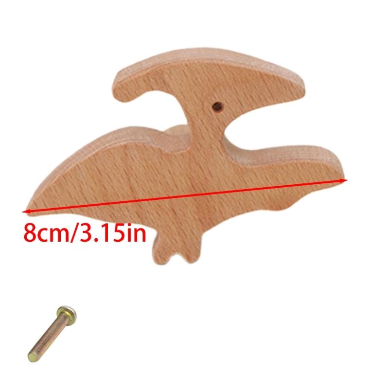Natural Wood Cabinet Knob Lovely Dinosaur Drawer Pulls Decorative Furniture Handles for Children Room Wardrobe Knob