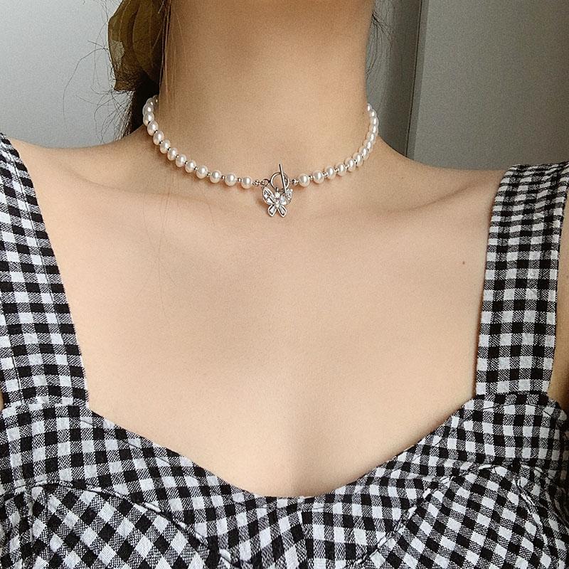 Women Choker Butterfly Pendant Necklace 