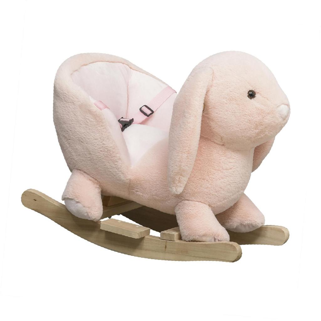 Pink -Themed Wooden Rocking Chair for Babies & Toddlers, with Seat Belt,