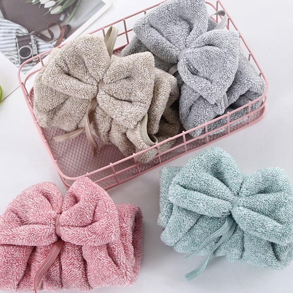2Pcs Coral Fleece Towels Hand-Wiping Towels Bathroom Kitchen Use Hanging Towel Set 33cm x 33cm Peach