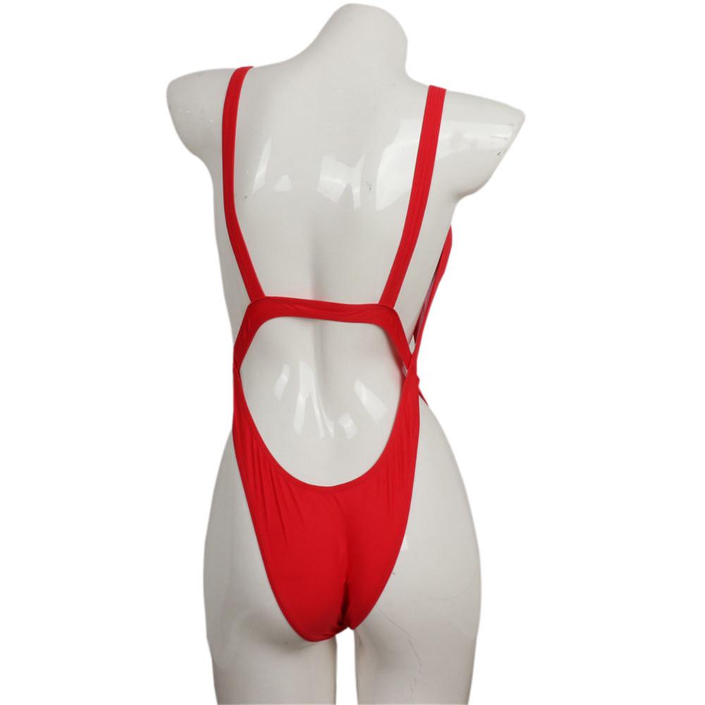 Women's Plus Size One-Piece Backless Swimsuit - Solid Color Sexy Swimwear