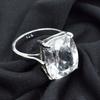 925 Sterling Silver Ring Sapphire Ring Sz 9 White Color 28.80 Ct Cushion Cut