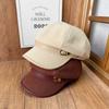 Hat Women's New Belt Buckle Octagonal Hat Literary Versatile Wide Brim Painter Hat Fashion Wool Beret