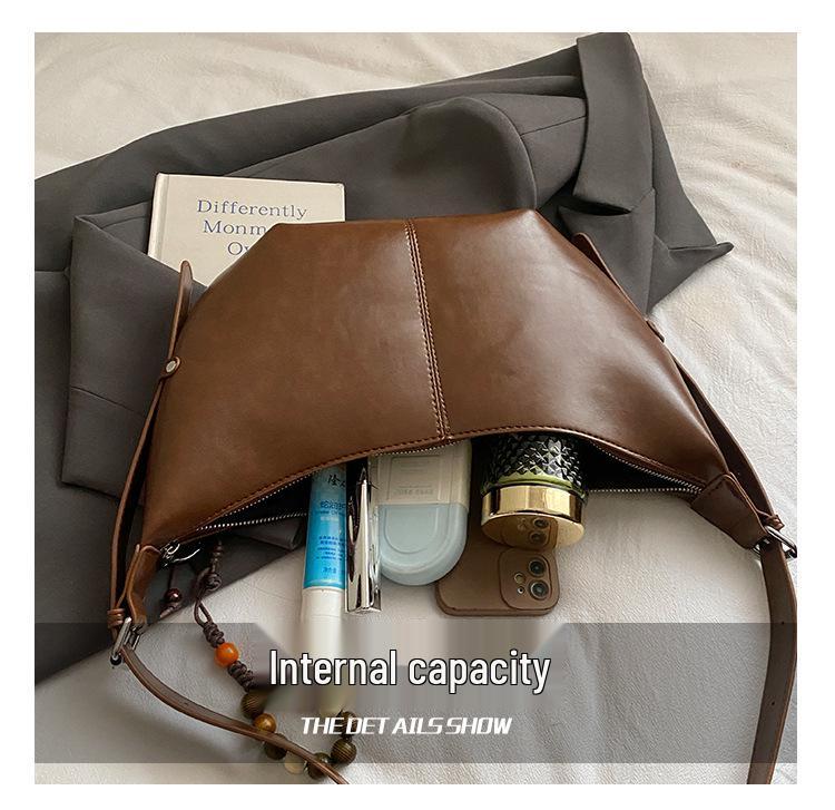 Niche Women's Retro Large Capacity Single Shoulder Bag - Autumn 2025 Casual Square Underarm Bag