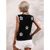 Women's printed V-neck sleeveless knitted floral pullover sweater
