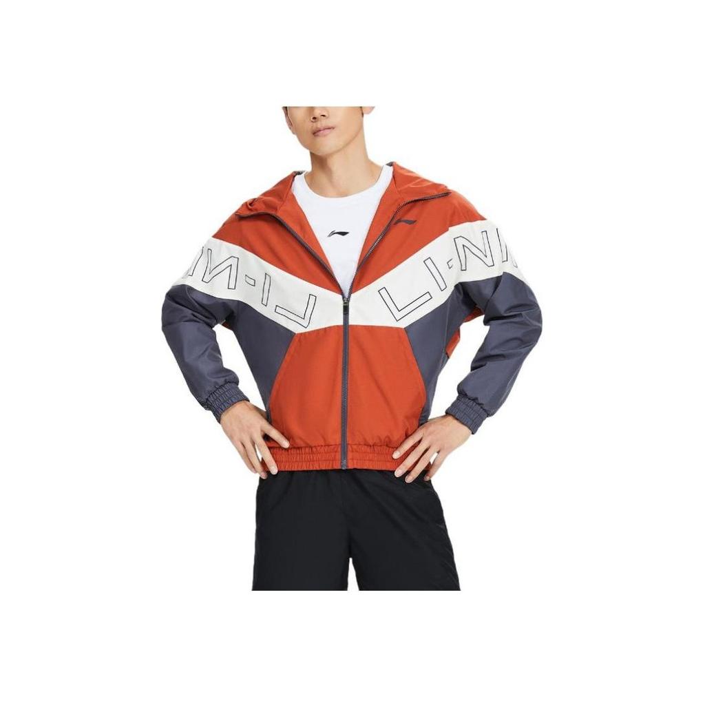 Li-Ning Loose Fit Sports Hooded Windbreaker Jacket Men Jacket Red-Brick-Brown AFDS007-9
