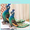 Realistic Blue Peacock Plush Toy Stuffed Animal For Kids Soft Pp Cotton Filling Crystal Velvet Fabric 28cm Tall