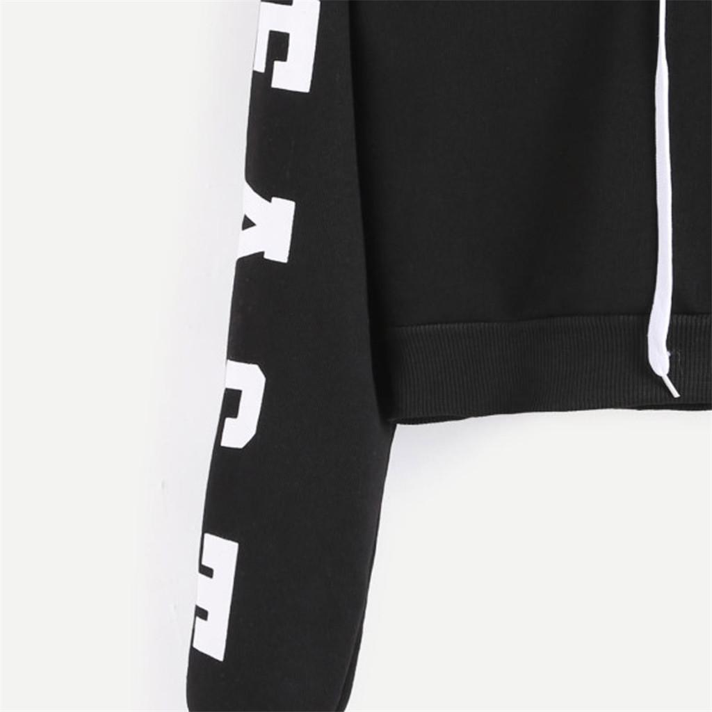Womens  Long Sleeve Hoodie Sweatshirt Letters Hooded Pullover Tops Blouse