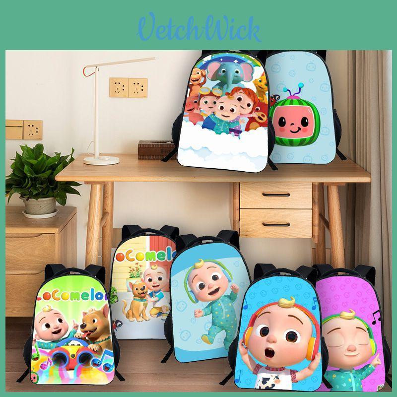 Cocomelon Backpack Kids Casual Travel Schoolbag With Padded Adjustable Straps And Multiple Compartments