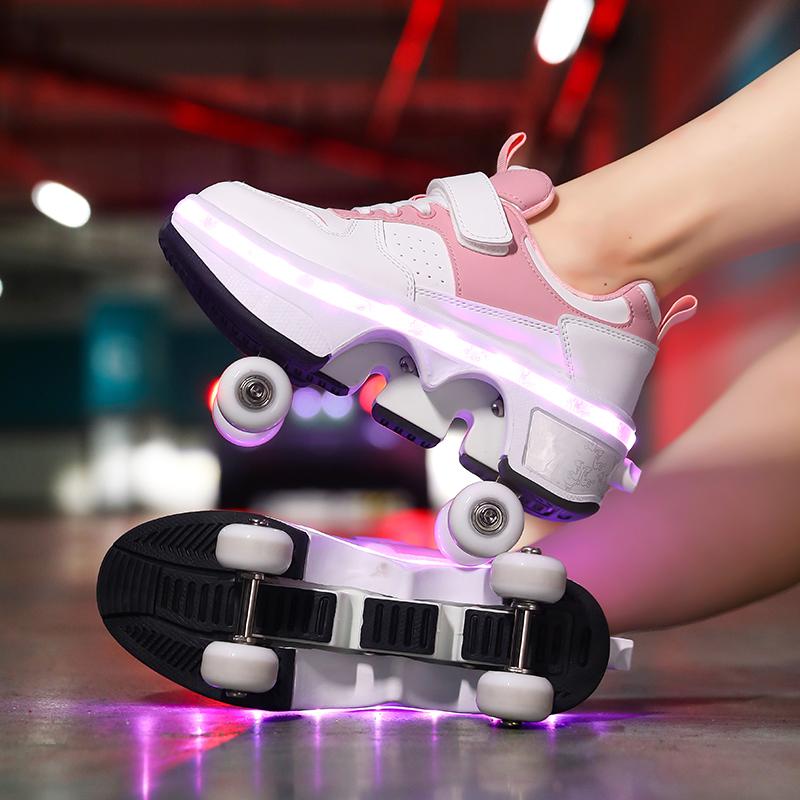 Men's/Women's /Kids Roller Roller Shoes 4-wheel Deformation Shoes Roller Skates Adult Rechargeable LuminousSkating Shoes