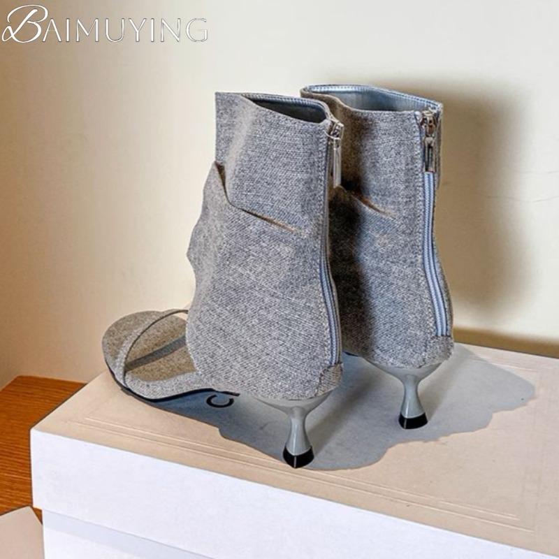 Heeled Sandals Women Summer Boots Kitten High Heels Shoes Designer 2025 New Brand Cowboy Ankle Open Toe Casual Party Pumps Cool