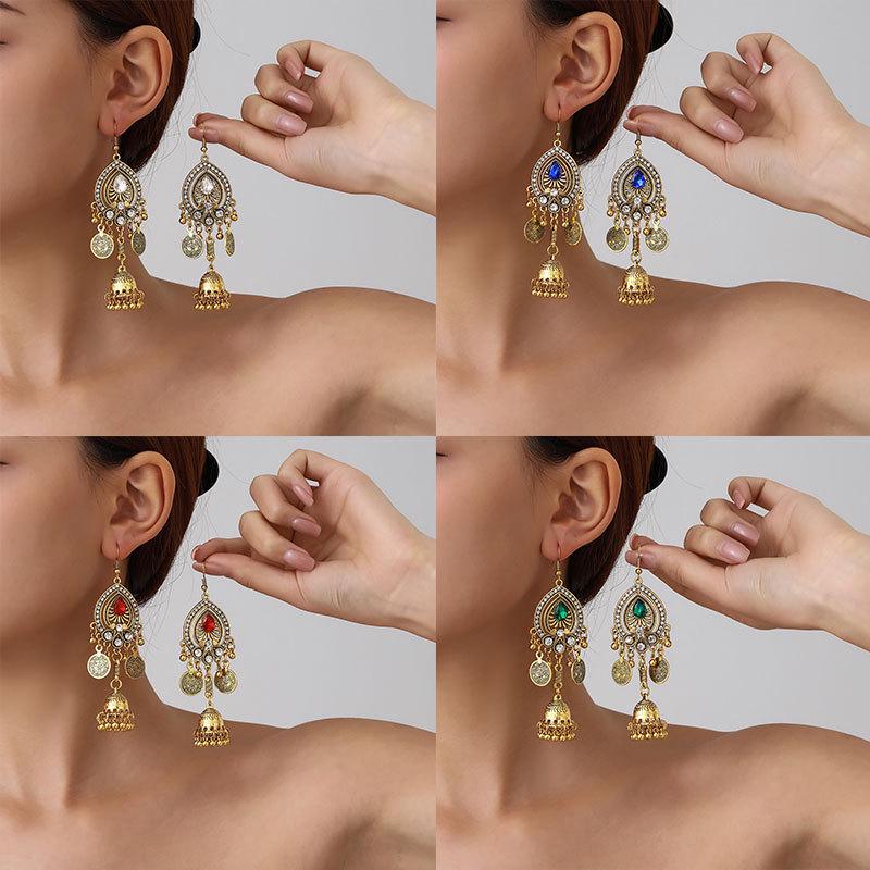 Nepalese Ethnic Tassel Coin & Water Drop Earrings for Women