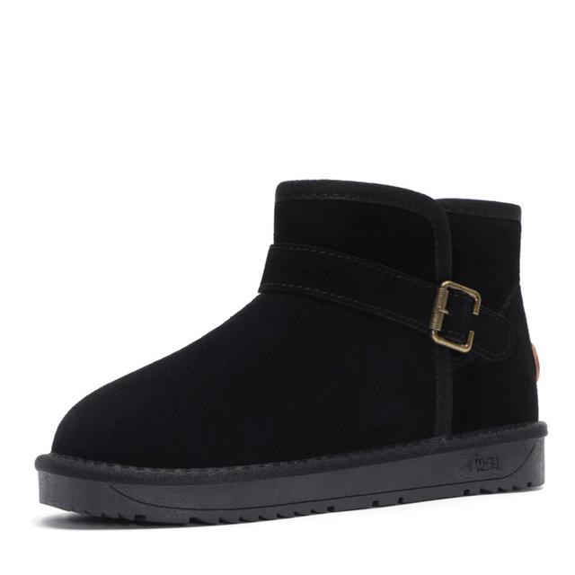 Australia Style Snow Boots Men Genuine Cowhide Leather Warm Fur Plush Insole Shoes Men 'S Winter Buckle Strap Ankle Boots