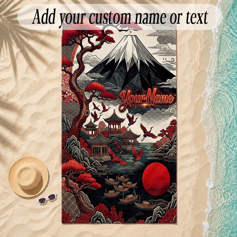 Cosmic Theme Soft Beach Towel Personalized Custom Name Text Towel Portable for Beach Pool Travel
