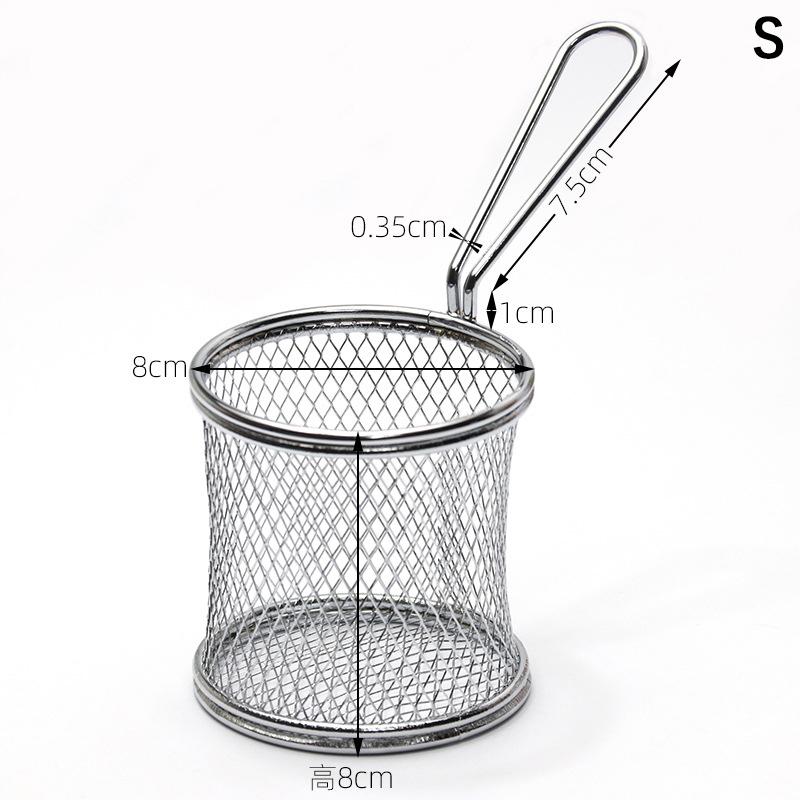 1Pcs Carbon Steel Frying Basket Multifunctional Mini French Fries Frying Basket Creative Round Oil Separated Frying Basket