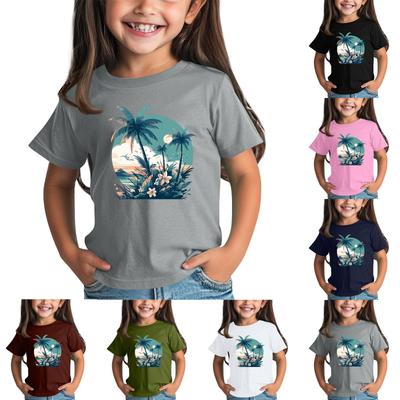 Children's Fashion Daily Printed Round Neck Short Sleeved Casual T-shirt Top