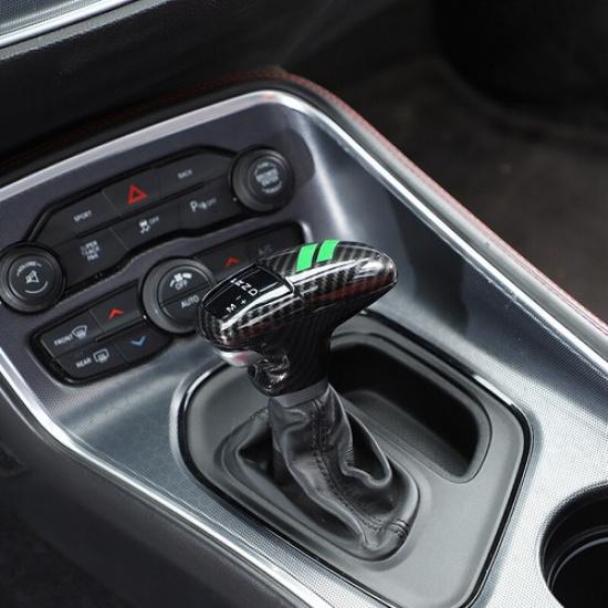 3x Center Gear Shifter Knob Cover Trims for Challenger Charger 15+ Carbon&Green