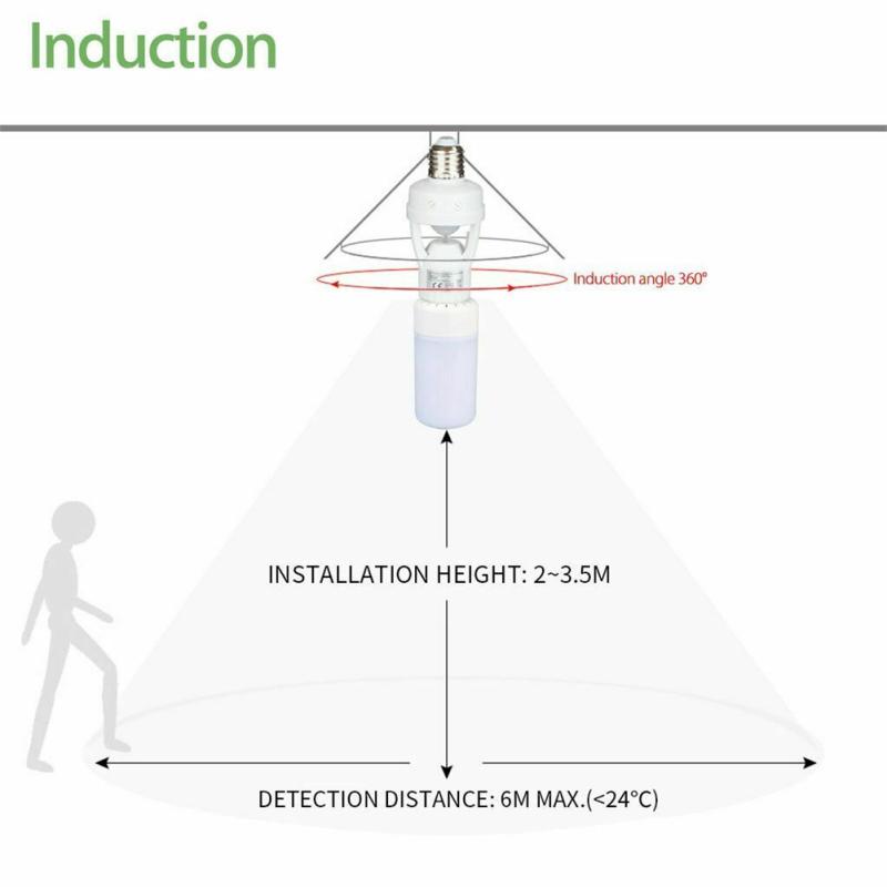 E27 Led Light Bulb Holder Infrared Pir Motion Sensor Socket Switch 110/220v For Families Offices