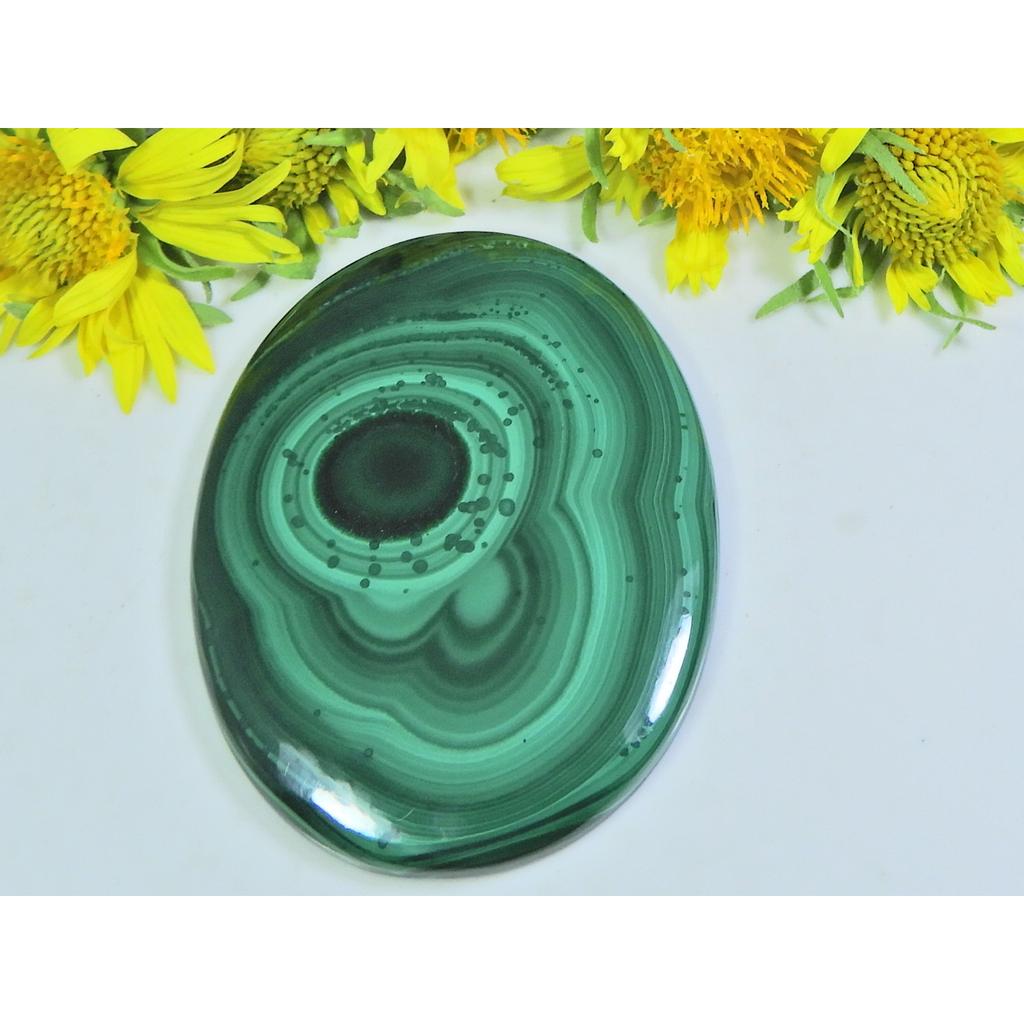 AA++ 141Cts. Natural Green Malachite Oval Cabochon Loose Gemstone 39X52X04MM D-47