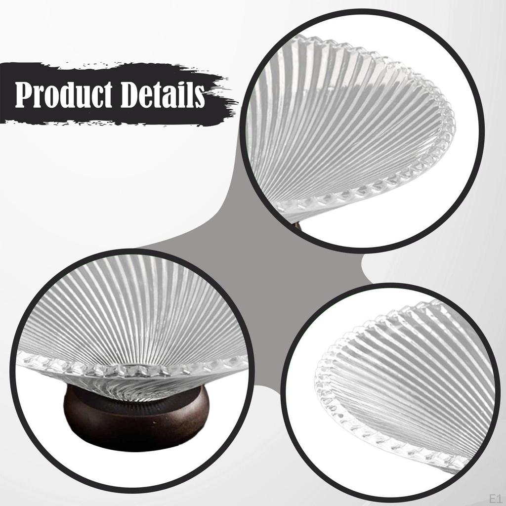 Clear Glass Fruit Bowl Decorative Pedestal Tray Nuts Cake Vegetable Holder with Wooden Stand for